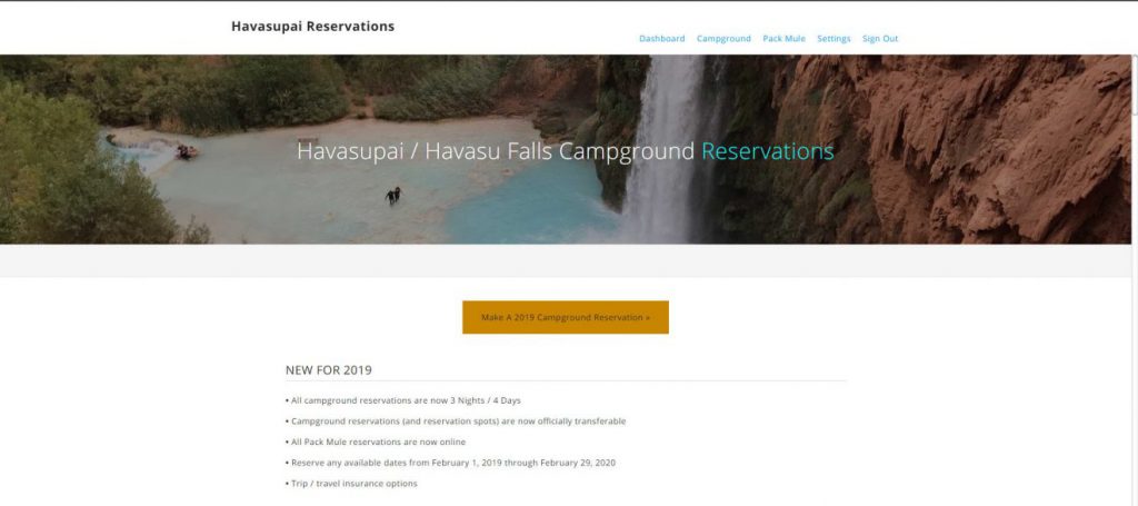 Havasupai Reservations Dashboard | Footsteps of a Dreamer